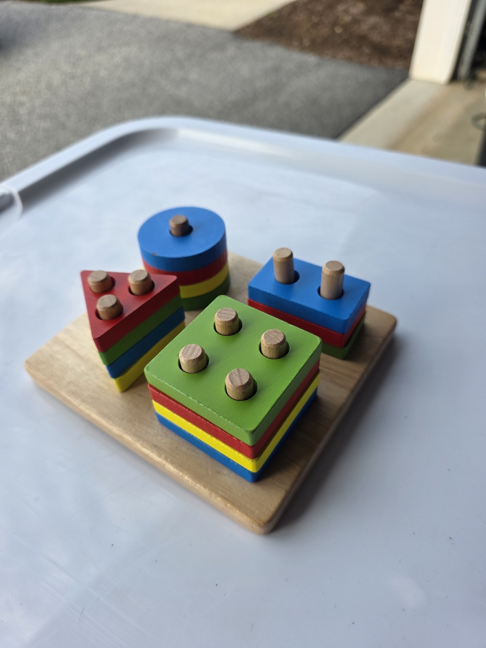 Target Wooden Shape Stacker in Red Green Blue Yellow